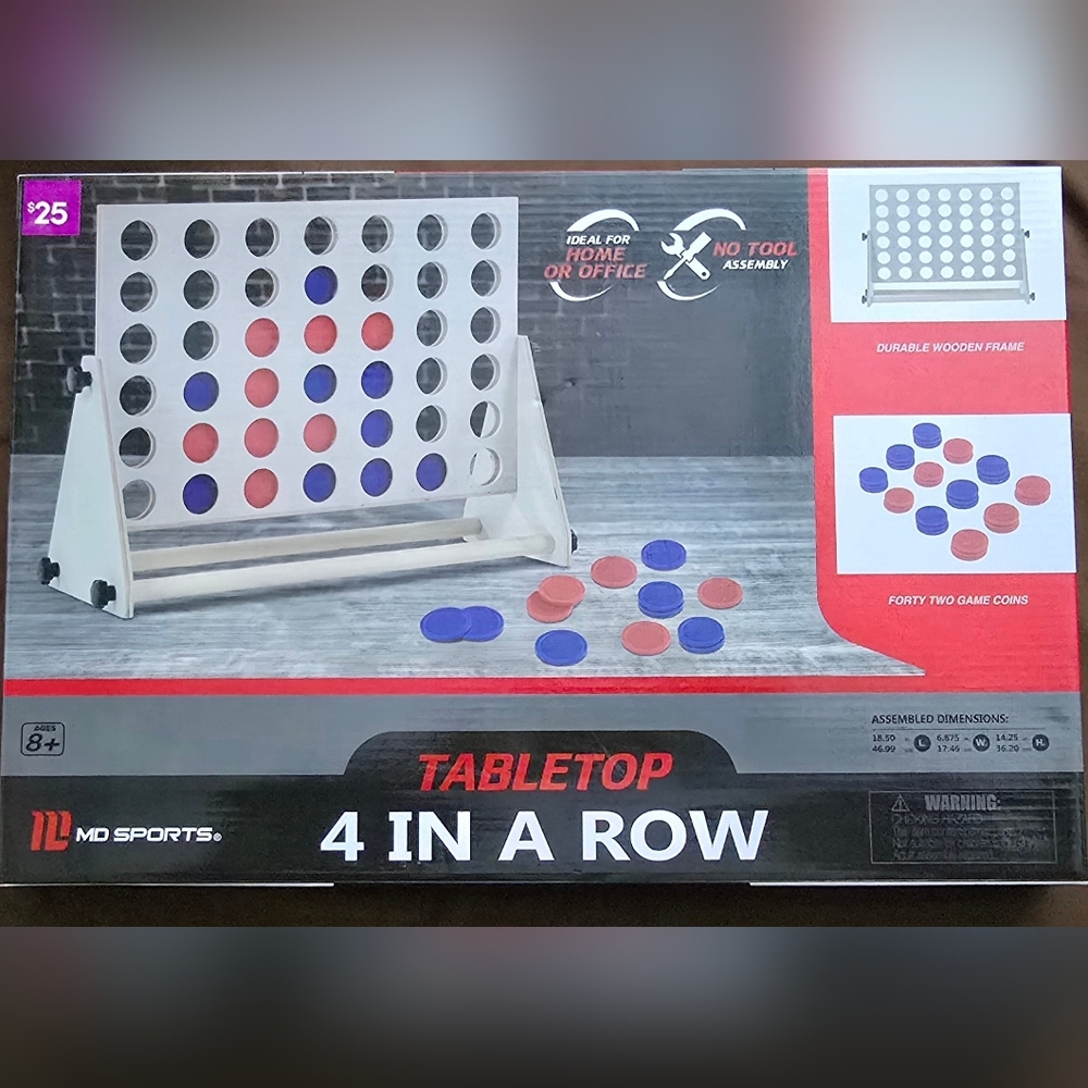 Tabletop 4 in a Row Game - Red and Blue